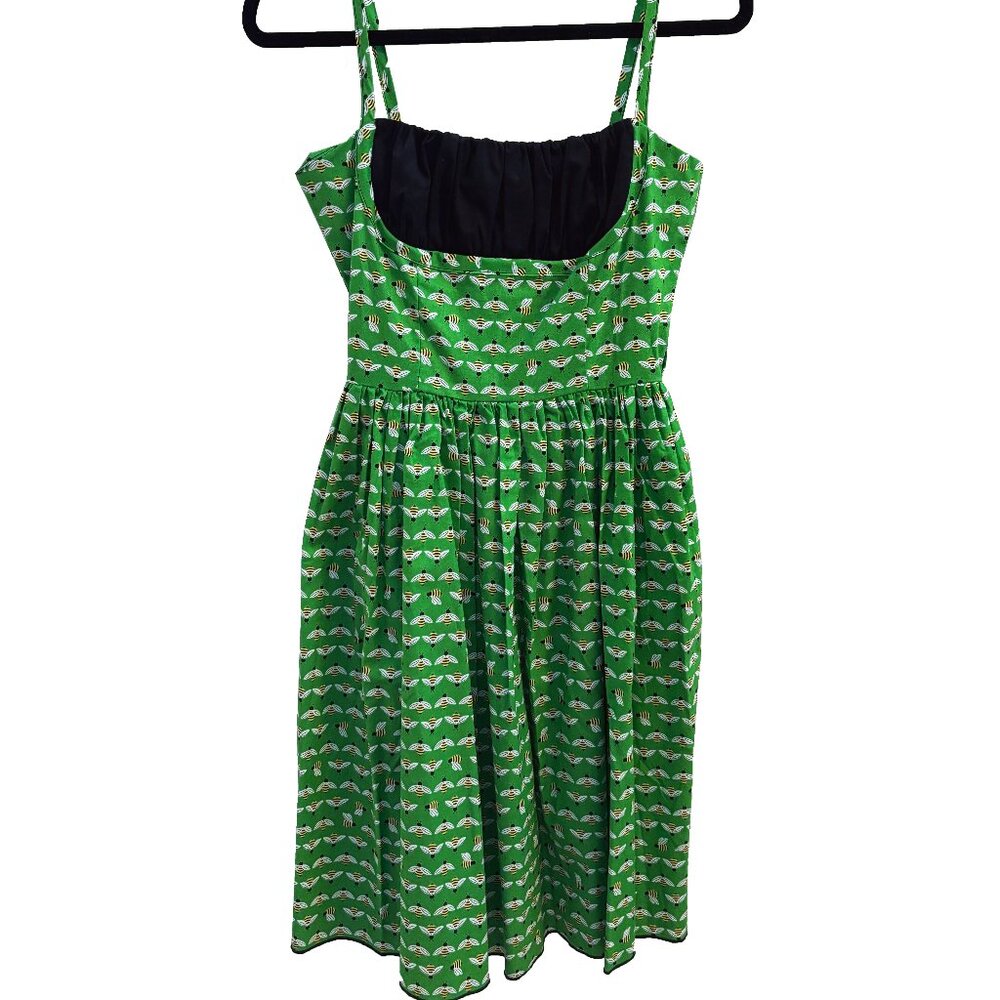 Bernie Dexter Green Floral Midi Dress with Black Lining